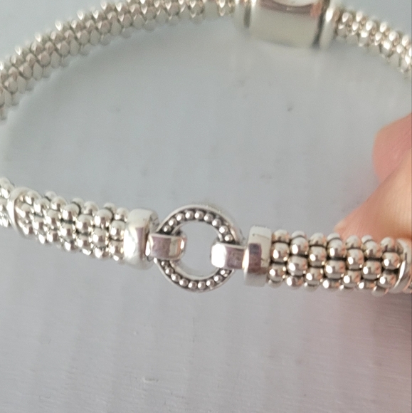 LAGOS Sterling Silver Circle Station 6mm Caviar Rope Bracelet 7.5" - Picture 6 of 10